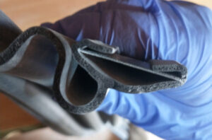 Inspecting the installation of the vinyl insert end view