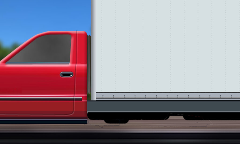 box truck with pass through access installed using accordion boot