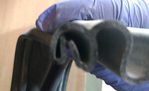 End view of the accordion boot showing that the metal clip has been removed