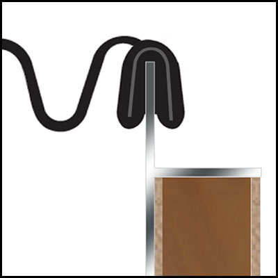 T based metal extrusion used to allow the installation of an accordion rubber gasket onto a custom pass-through
